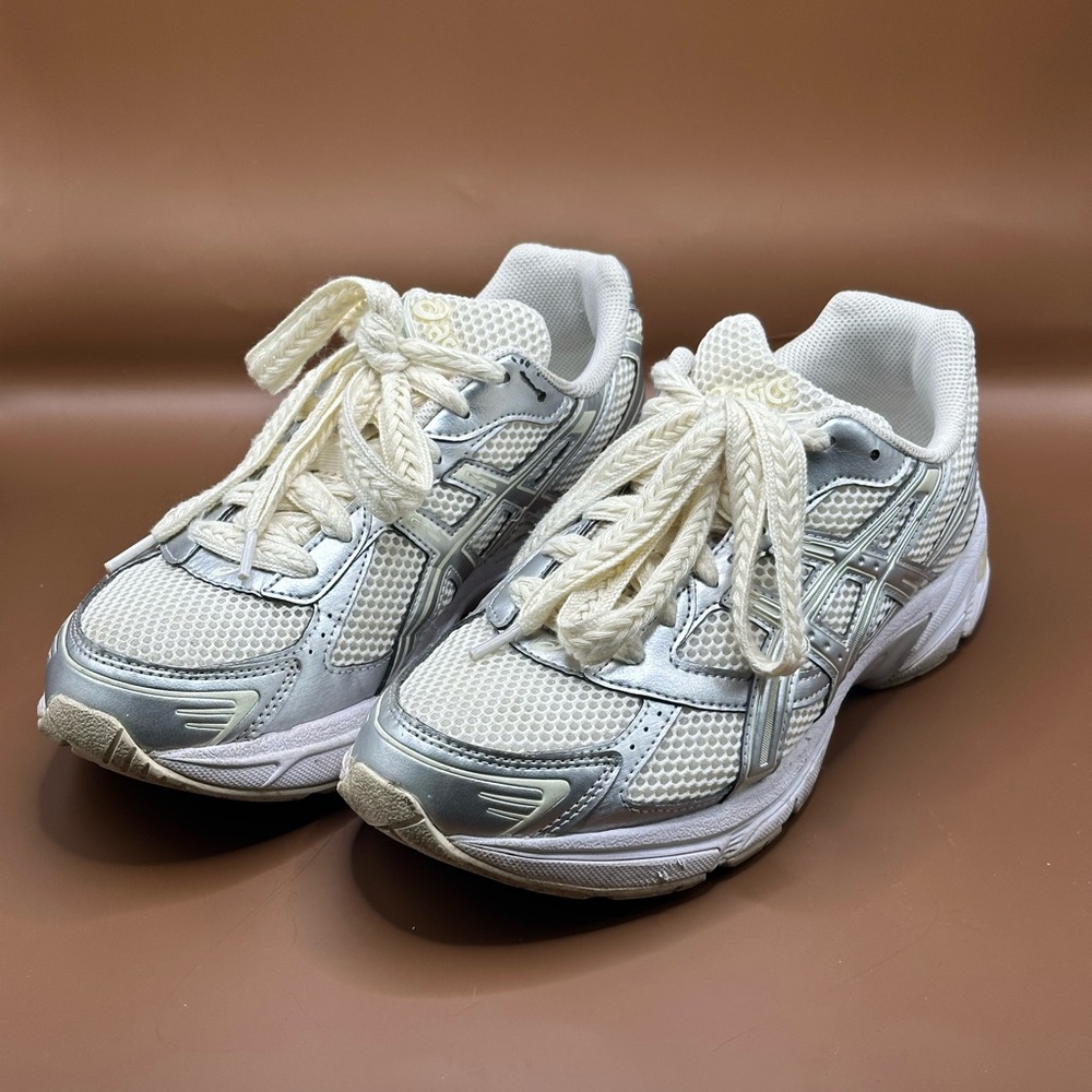 Asics Gel-1130 Sneakers in Cream and Pure Silver